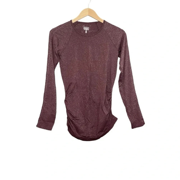 Athleta Speedlight Glow Top Red Maroon Long Sleeve Size Small - Picture 1 of 6